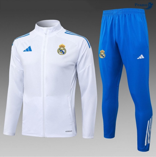 Peamu Veste Survetement Real Madrid Enfant Blanc/Bleu 2025-2026 Soldes