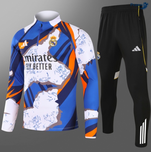 Peamu Survetement Real Madrid Enfant Blanc/bleu/Noir 2025-2026 Chinois