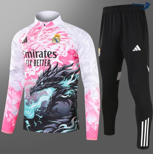 Peamu Survetement Real Madrid Enfant Rose/Noir/Blanc 2025-2026 Grossiste
