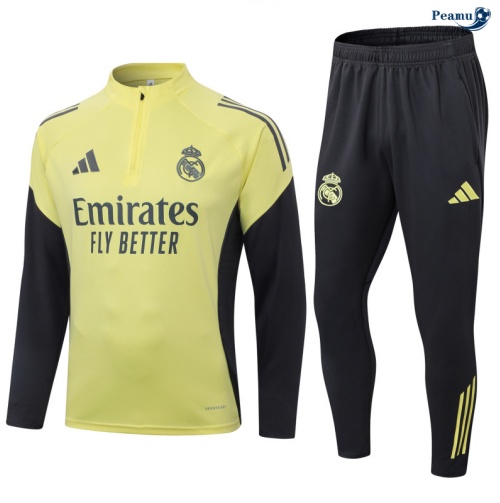 Peamu Survetement Real Madrid Enfant Jaune/Bleu Marine 2025-2026 Discout