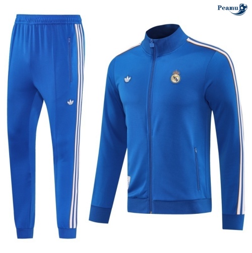 Peamu Veste Survetement Real Madrid Bleu/Blanc 2025-2026 Personnalisé