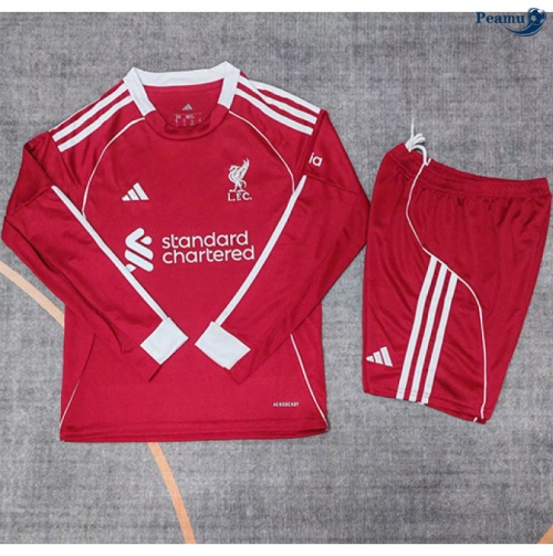 Maillot foot Liverpool Enfant Domicile Manche Longue 2025-2026