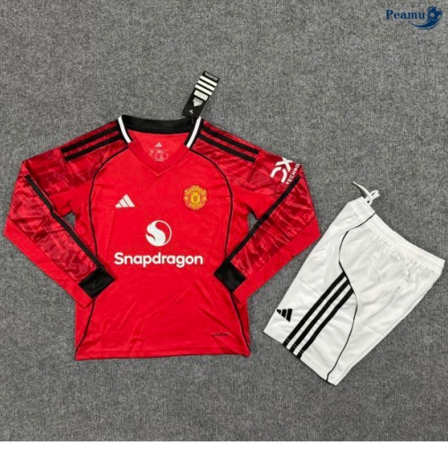 Maillot foot Manchester United Enfant Domicile Manche Longue 2025-2026