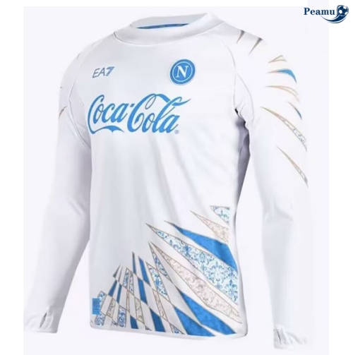 Maillot foot Naples maillot Pre-Match Manche Longue Blanc 2025-2026