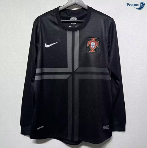 Maillot foot Rétro Portugal maillot Manche Longue Noir 2012-13