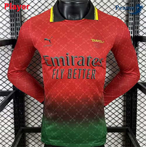 Maillot foot AC Milan Player Version co-marqué Manche Longue Rouge 2025-2026