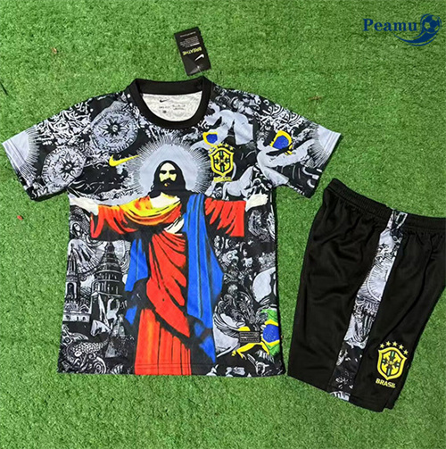 Maillot foot Brésil Enfant Noir 2025-2026
