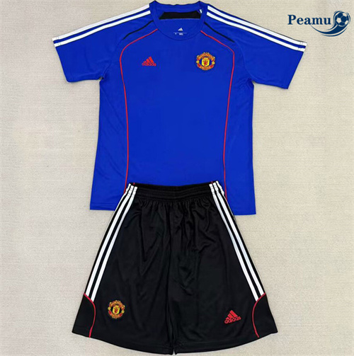 Maillot foot Manchester United Enfant Training Bleu 2025-2026