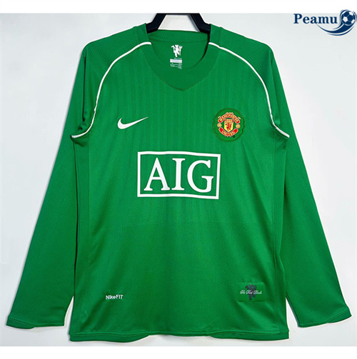 Maillot foot Retro Manchester United Gardien de but Vert Manche Longue 2007-08
