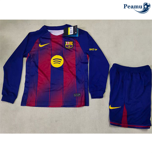 Maillot foot Barcelone Enfant Domicile Manche Longue 2025-2026