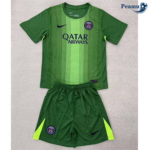 Maillot foot PSG Enfant Gardien de but Vert 2025-2026