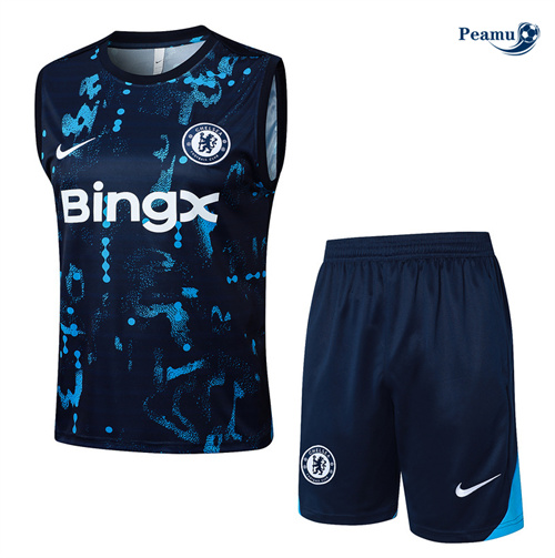 Maillot Kit Entrainement Chelsea Debardeur + Shorts bleu royal 2024-2025 peamu 3455