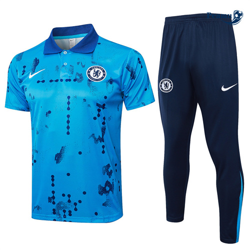 Maillot Kit Entrainement Chelsea Polo + Pantalon bleu 2024-2025 peamu 3623