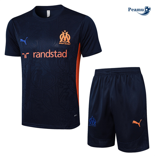 Maillot Kit Entrainement Marseille + Shorts bleu marine 2024-2025 peamu 3614