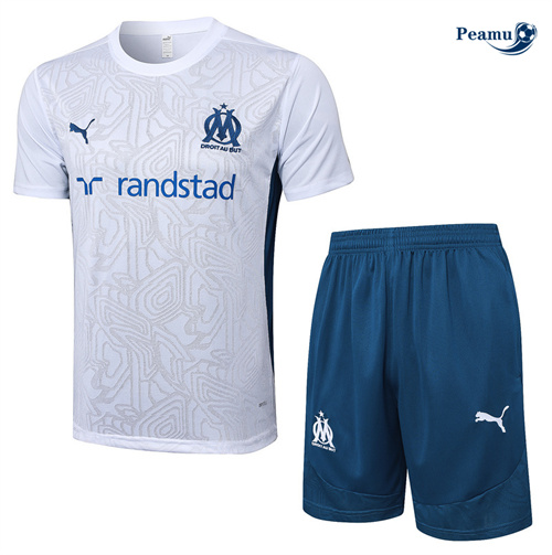 Maillot Kit Entrainement Marseille + Shorts Blanc 2024-2025 peamu 3615
