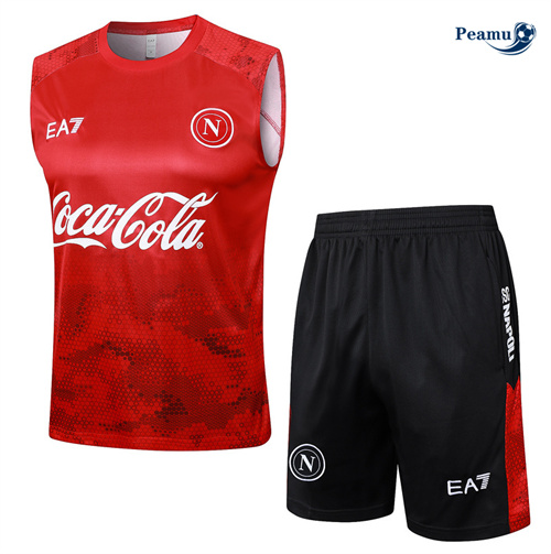 Maillot Kit Entrainement Naples Debardeur + Shorts rouge 2024-2025 peamu 3457