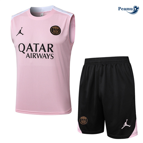 Maillot Kit Entrainement Paris Saint Germain Debardeur + Shorts rose 2024-2025 peamu 3454