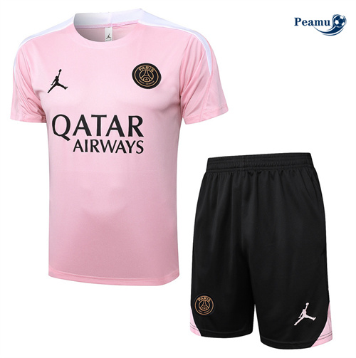 Maillot Kit Entrainement Paris Saint Germain + Shorts rose 2024-2025 peamu 3617
