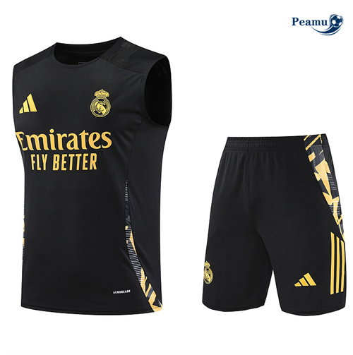 Maillot Kit Entrainement Real Madrid Debardeur + Shorts noir 2024-2025 peamu 3450