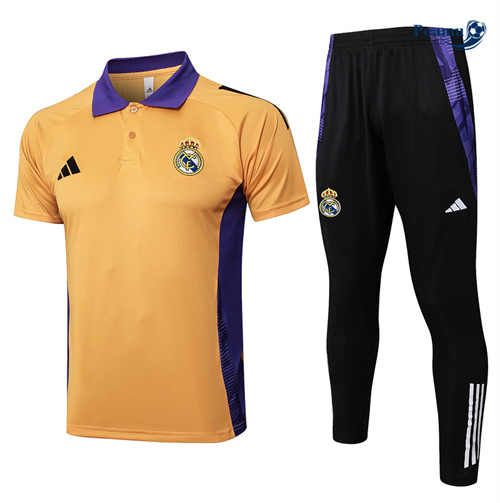 Maillot Kit Entrainement Real Madrid Polo + Pantalon jaune 2024-2025 peamu 3609