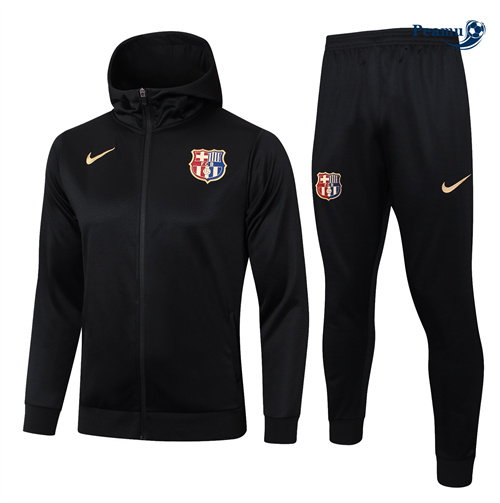Veste Survetement à capuche Barcelone Enfant noir 2024-2025 peamu 3556