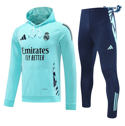 Survetement Sweatshirt à capuche Real Madrid bleu ciel 2024-2025 peamu 3477